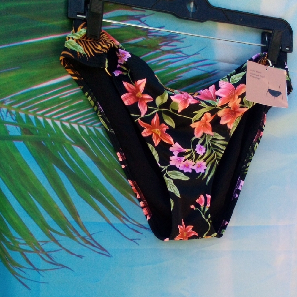 Shade & Shore Black Floral Bikini Bottom